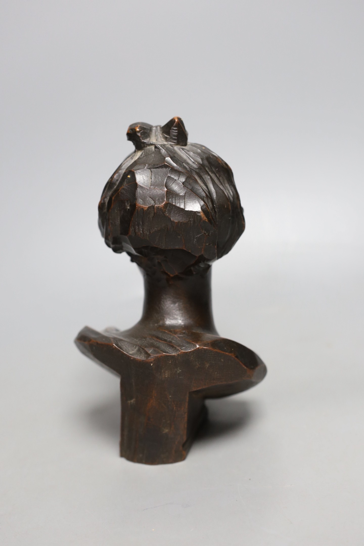 A 19th century walnut bust of a Greek goddess - 20cm high